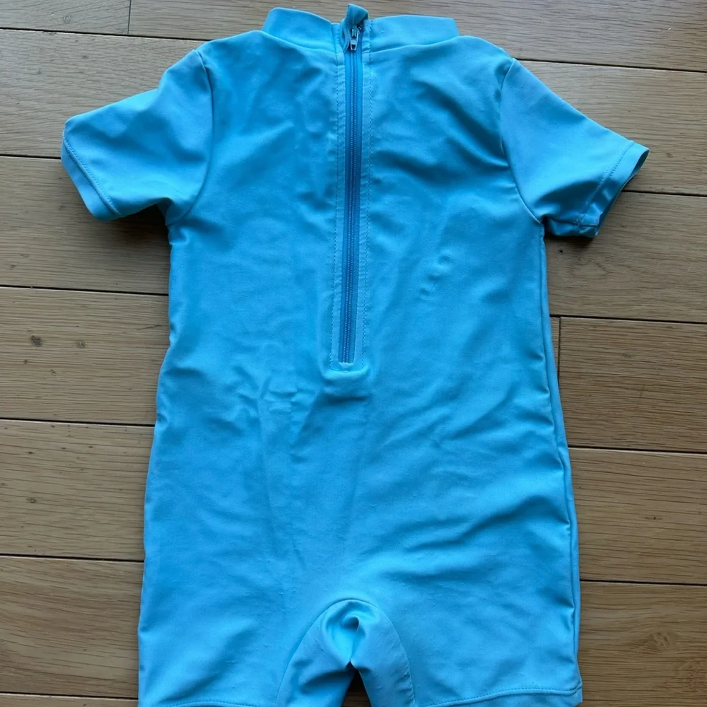 12-18 M Blue Shark Graphic Kids Swim Romper